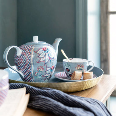 Pip Studio Flower Festival Large 1.6L Teapot - Light Blue